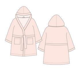 Bathrobe technical sketch light peach pink color vector