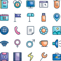 global sphere and user interface icon set line vector image