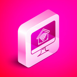 isometric computer monitor with smart home wi vector image