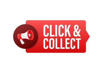 Megaphone click and collect banner flat style vector