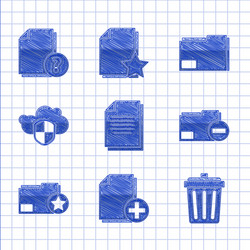 set document add new file trash can folder vector image