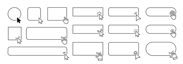 Set of cursor computer mouse click gray vector