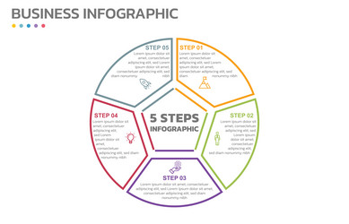 visual data presentation cycle diagram with 5 vector image