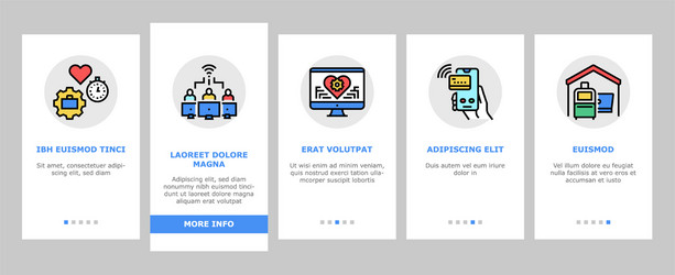 Digital nomad worker onboarding icons set vector