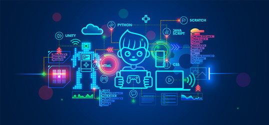 Kids Coding & Programming Education vector image