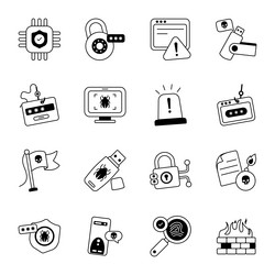 set of data encryption glyph icons vector