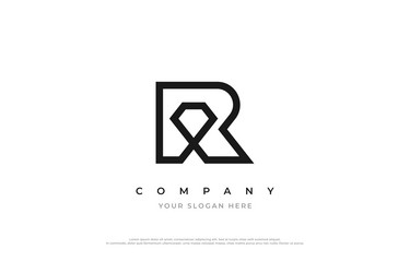 Initial letter r diamond logo design Royalty Free Vector