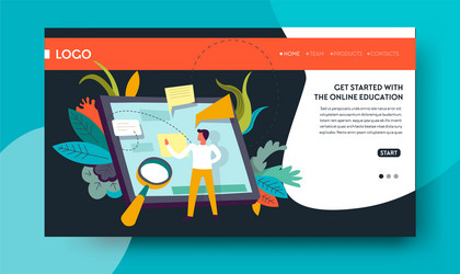 Online education web page template studying vector