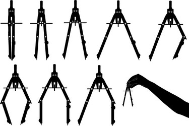 set of different drawing compasses vector