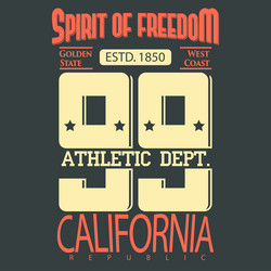 California typography print sport t-shirt vector