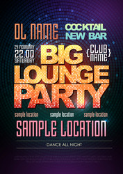 disco poster big lounge party vector