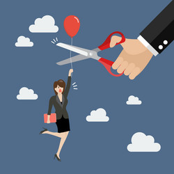 hand cutting rival balloon string with scissors vector image