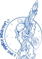 rocket go up on the background of globe vector image