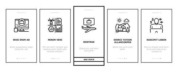 Digital nomad worker onboarding icons set vector