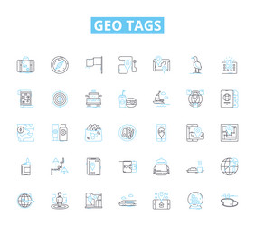 geo tags linear icons set latitude longitude vector