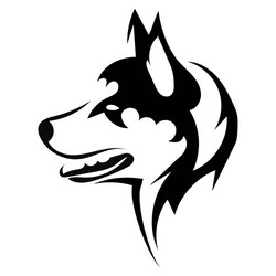 husky logo portrait a black and white Vector Image