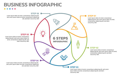 visual data presentation cycle diagram with 6 vector image