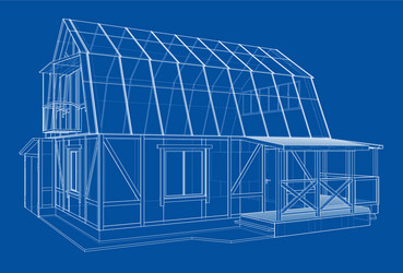 3d rendering of house wireframe structure vector image