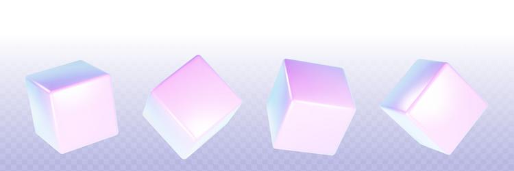 cube geometric shape with hologram effect vector image