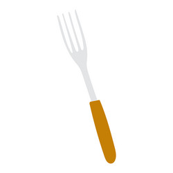 fork with a yellow handle on white background vector image
