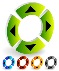 four way arrow button with arrows vector image