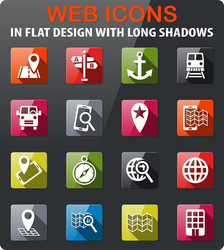 Navigation transport map icon set vector