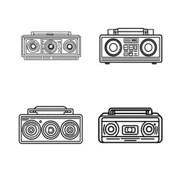 outline boombox set icons with handles vector image