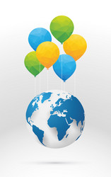 Planet earth and colorful balloons vector