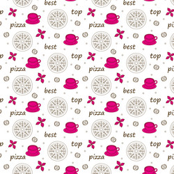 Seamless pattern with inscriptions best top pizza vector