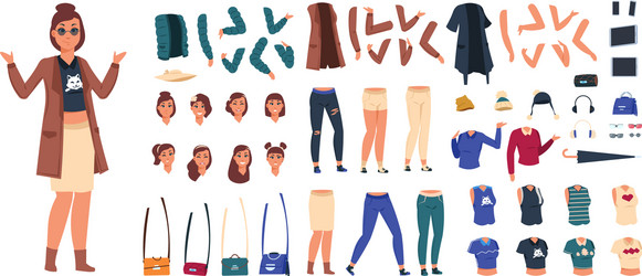 Cartoon character constructor woman in casual vector