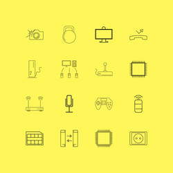 Devices linear icon set simple outline icons vector