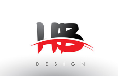 Hb h b brush logo letters with red and black vector