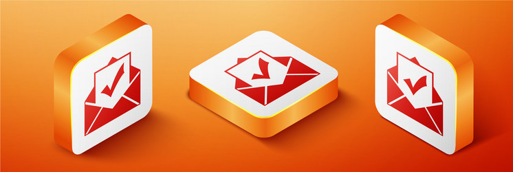 isometric envelope with document and check mark vector image