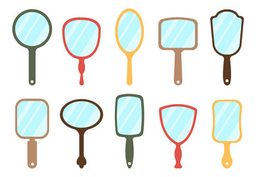 Mirror icons set isolated mirrors with reflective vector