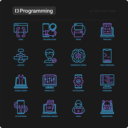 programming thin line icons set developer code vector image