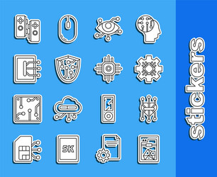 set line 3d printer processor virtual reality vector image
