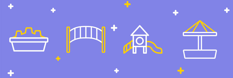 set line sandbox with sand slide playground vector image