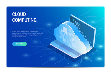 Cloud Computing Isometric Laptop Vector Image
