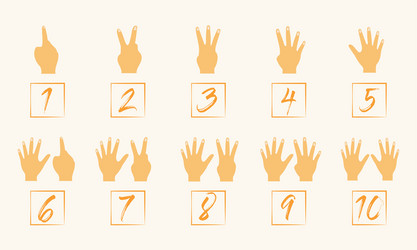 Hand counting 1 to 10 vector