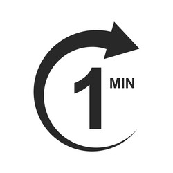 one minute icon with circle arrow 1 min countdawn vector