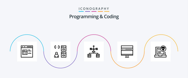 programming and coding line 5 icon pack including vector image