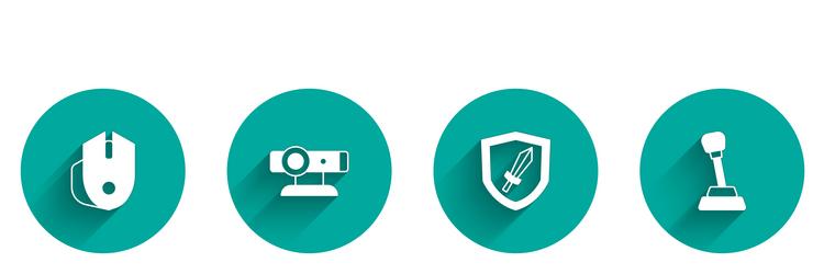 set computer mouse web camera sword for game vector image