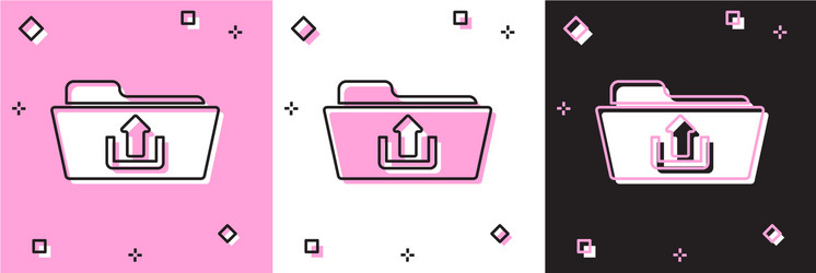set folder upload icon isolated on pink and white vector image