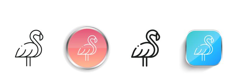 flamingo icon thin linear regular and button vector image