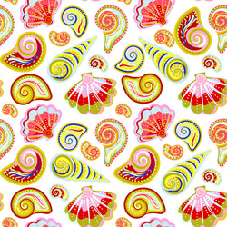 hand draw sea shells pattern seamless texture vector image