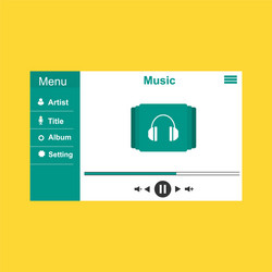 media player application app template with flat vector image