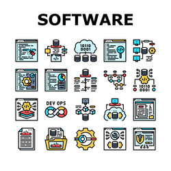 Software engineer computer code icons set vector