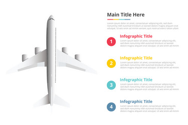 aeroplane or plane infographics template with 4 vector