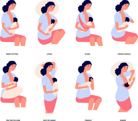 Poses for breastfeeding woman Royalty Free Vector Image