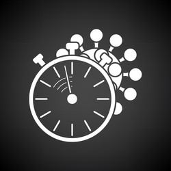 Coronavirus molecule under stopwatch icon vector